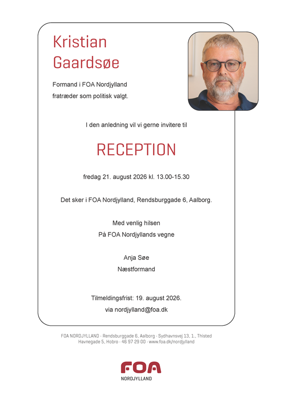 Invitation til afskedsreception - Kristian Gaardsøe